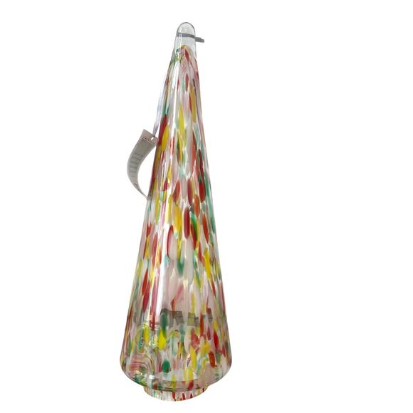 Hand Blown Poland Art Glass CHRISTMAS TREE 14.5" Set of 2 Multicolor Holiday NEW - Picture 9 of 16